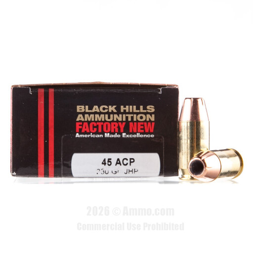 Black Hills Ammunition 45 ACP Ammo - 20 Rounds of 230 Grain JHP...