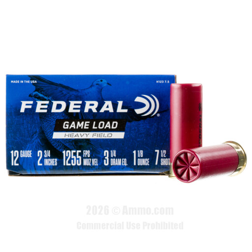Federal Game-Shok 12 Gauge Ammo - 25 Rounds of 2-3/4" 1-1/8 oz....