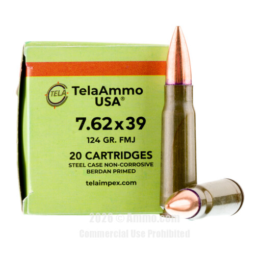 7.62x39mm Ammo - Tela Impex Ammo FMJ Tela Impex FMJ Ammo