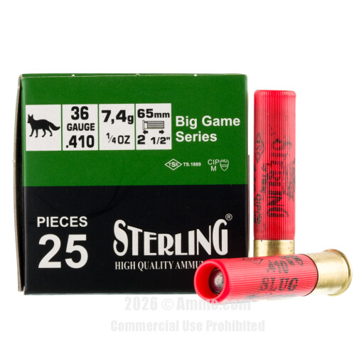 Sterling 410 Bore Ammo - 500 Rounds of 1/4 oz. Rifled Slug Ammunition