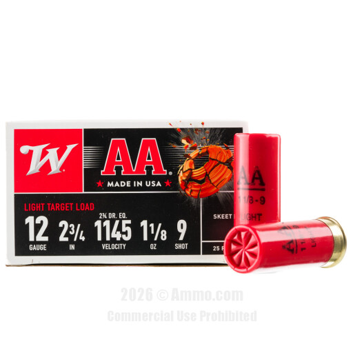 Winchester 12 Gauge  Ammo - 25 Rounds of 1-1/8 oz. #9 Shot Ammunition