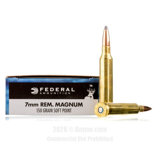 Federal 7mm Rem Magnum Ammo - 20 Rounds of 150 Grain SP Ammunition