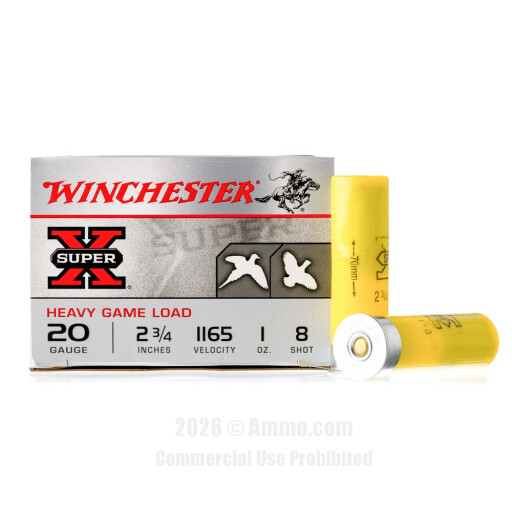 Winchester Super-X 20 Gauge  Ammo - 250 Rounds of 1 oz. #8 Shot...