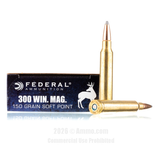 Federal 300 Win Mag Ammo - 20 Rounds of 150 Grain SP Ammunition