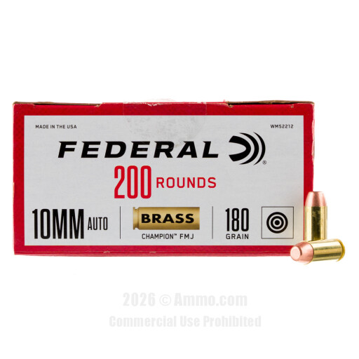 Federal Champion 10mm Ammo - 1000 Rounds of 180 Grain FMJ Ammunition