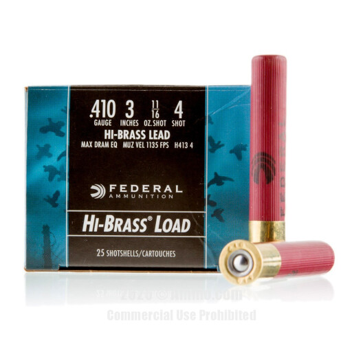 Federal 410 Ammo - 25 Rounds of  #4 Shot (Lead) Ammunition