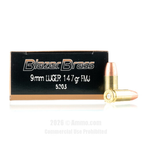 Blazer Brass 9mm Ammo - 1000 Rounds of 147 Grain FMJ Ammunition