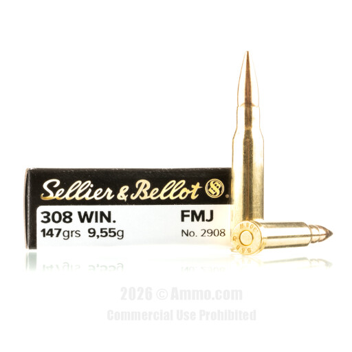 308 Win Ammo - Bulk Sellier And Bellot Ammo FMJ Bulk Sellier And Bellot FMJ Ammo