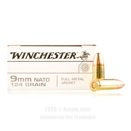 Winchester 9mm Ammo - 500  Rounds of 124 Grain FMJ Ammunition