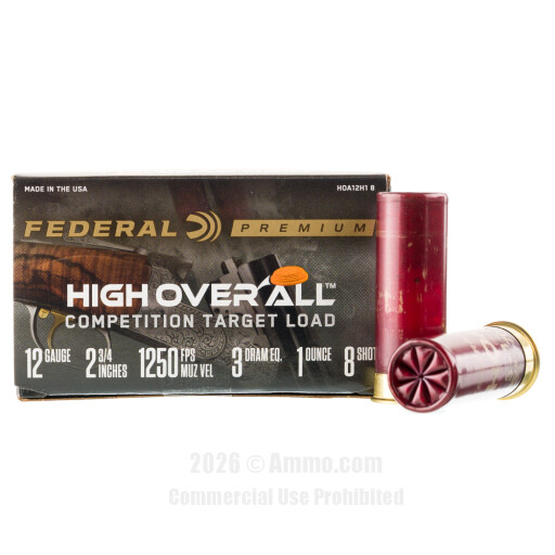 Federal High Over All 12 Gauge Ammo - 25 Rounds of 1 oz. #8 Shot...