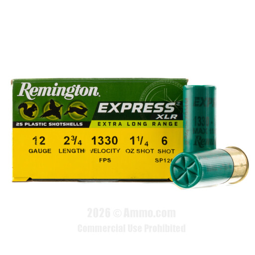 Remington Express XLR 12 Gauge Ammo - 25 Rounds of 1-1/4 oz. #6...