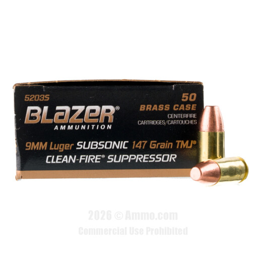 Blazer Brass Clean-Fire Suppressor 9mm Ammo - 500 Rounds of 147...