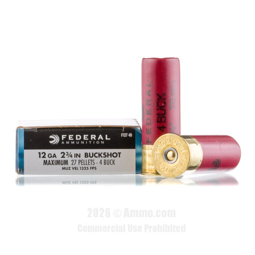 Federal 12 Gauge Ammo - 250 Rounds of  #4 Buck Ammunition