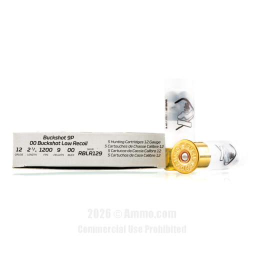 Rio Ammunition 12 Gauge Ammo - 5 Rounds of  #00 Buck Ammunition