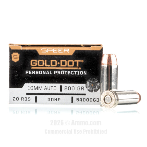 Speer Gold Dot 10mm Ammo - 200 Rounds of 200 Grain JHP Ammunition