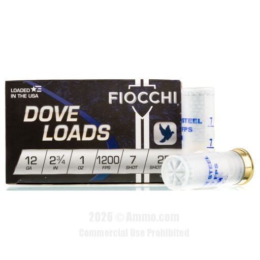 Fiocchi 12 Gauge Ammo - 250 Rounds of 1 oz. #7 Steel Shot Ammunition