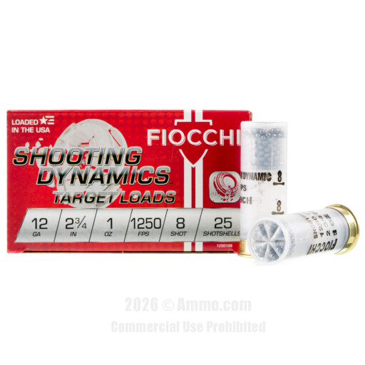 Fiocchi 12 Gauge Ammo - 250 Rounds of 1 oz. #8 Shot Ammunition