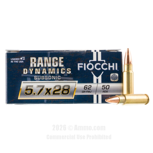 Fiocchi Subsonic 5.7x28mm Ammo - 500 Rounds of 62 Grain FMJ Ammunition