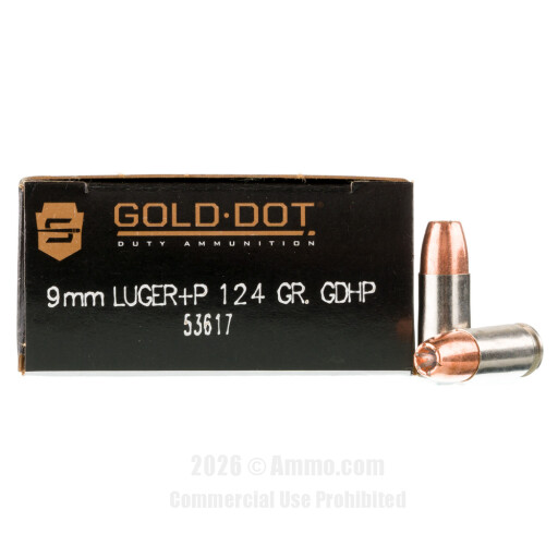 Speer Gold Dot 9mm +P Ammo - 50 Rounds of 124 Grain HP Ammunition