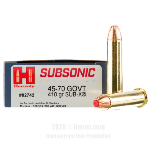 Hornady Subsonic 45-70 Govt Ammo - 20 Rounds of 410 Grain Sub-X...