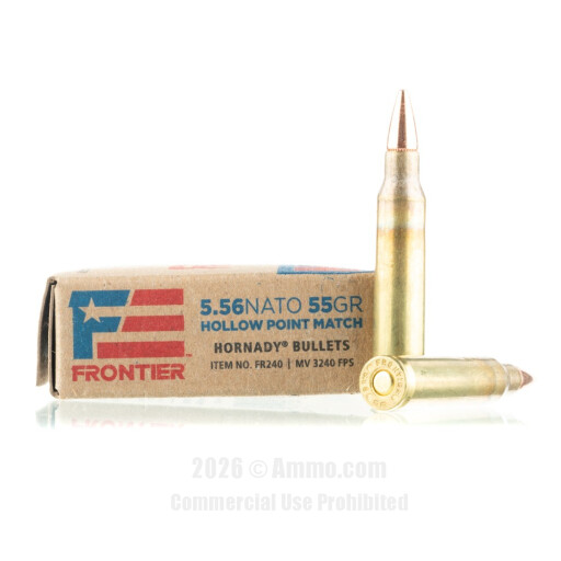 Hornady Frontier 5.56x45 Ammo - 20 Rounds of 55 Grain HP Match...