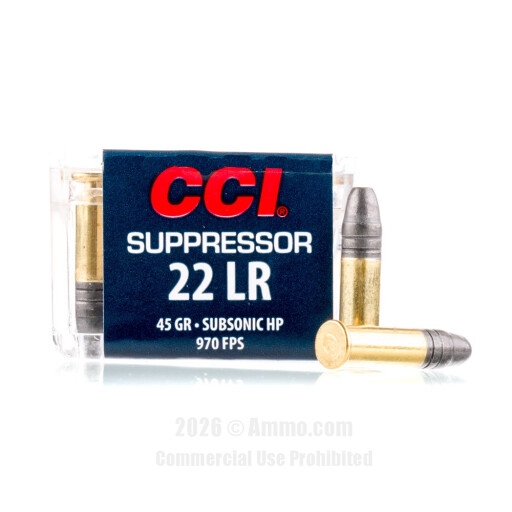 CCI Suppressor 22 LR Ammo - 50 Rounds of 45 Grain LHP Ammunition
