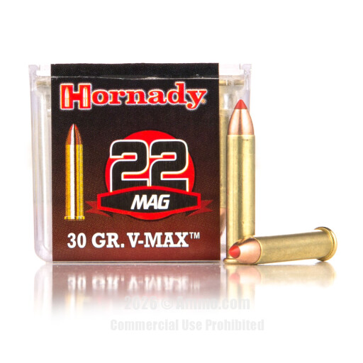 Hornady 22 WMR Ammo - 50 Rounds of 30 Grain V-MAX Ammunition