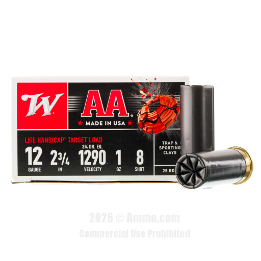 Winchester AA Lite Handicap 12 Gauge Ammo - 25 Rounds of 1 oz. #8...
