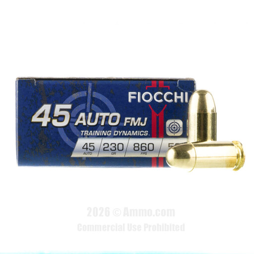 Fiocchi 45 ACP Ammo - 1000 Rounds of 230 Grain FMJ Ammunition