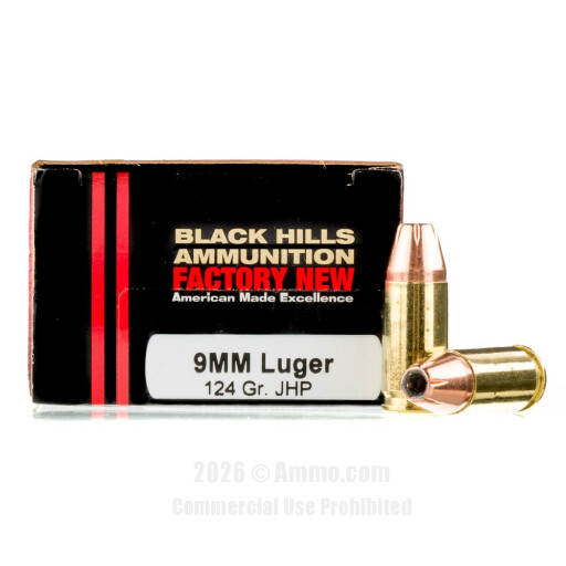 Black Hills Ammunition 9mm Ammo - 20 Rounds of 124 Grain JHP...