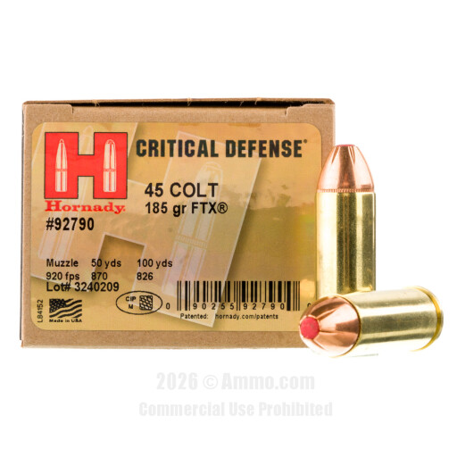 Hornady 45 Long Colt Ammo - 20 Rounds of 185 Grain FTX Ammunition