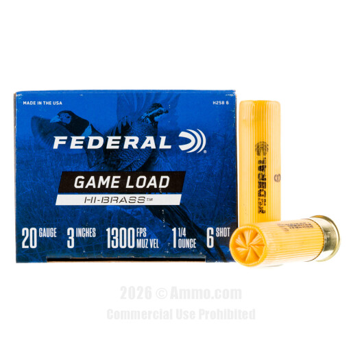 Federal Game Load Upland Hi-Brass 20 Gauge Ammo - 25 Rounds of 3"...