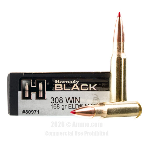 308 Win Ammo - Hornady BLACK Ammo ELD Match Hornady BLACK ELD Match Ammo