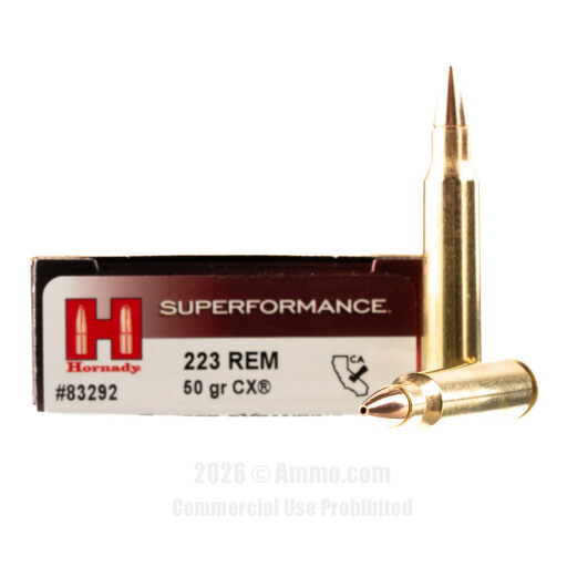 Hornady Superformance 223 Rem Ammo - 20 Rounds of 50 Grain CX...