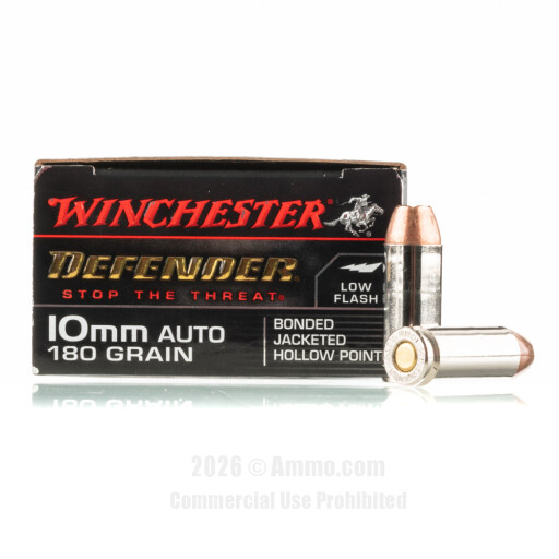 Winchester Defender 10mm Ammo - 20 Rounds of 180 Grain JHP Ammunition