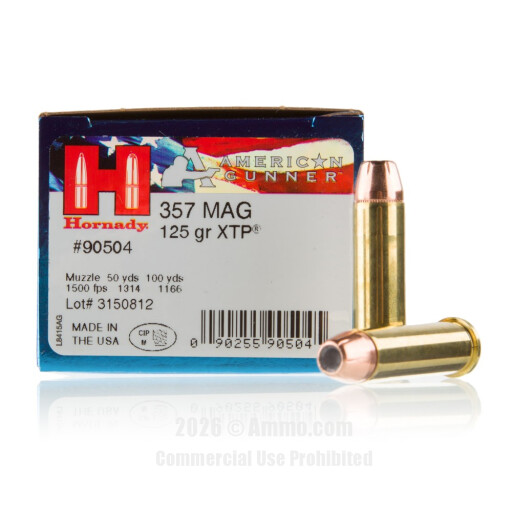Hornady 357 Magnum  Ammo - 25 Rounds of 125 Grain JHP Ammunition