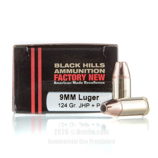 Black Hills Ammunition 9mm +P Ammo - 20 Rounds of 124 Grain JHP...