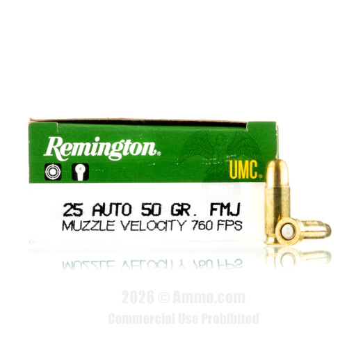 25 ACP Ammo - Remington Ammo FMJ Remington FMJ Ammo