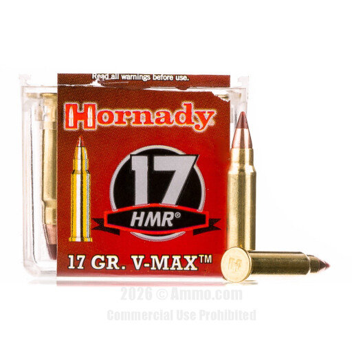 Hornady 17 HMR Ammo - 50 Rounds of 17 Grain V-MAX Ammunition