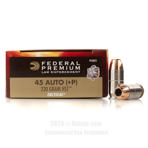 Federal 45 ACP +P Ammo - 50 Rounds of 230 Grain JHP Ammunition