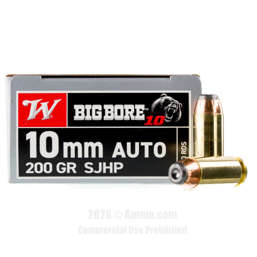 Winchester Big Bore 10mm Ammo - 20 Rounds of 200 Grain SJHP Ammunition
