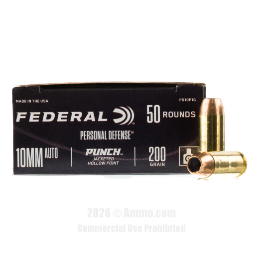 Federal Punch 10mm Ammo - 50 Rounds of 200 Grain JHP Ammunition