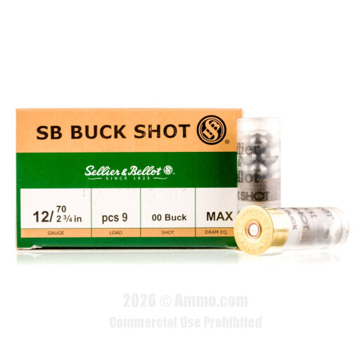 Sellier and Bellot 12 Gauge Ammo - 25 Rounds of 1-1/8 oz. #00 Buck...