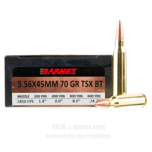 Barnes VOR-TX 5.56x45 Ammo - 200 Rounds of 70 Grain TSX BT Ammunition