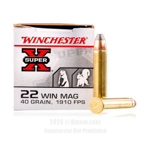 Winchester 22 WMR Ammo - 50 Rounds of 40 Grain JHP Ammunition