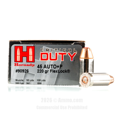 Hornady Critical Duty 45 ACP +P Ammo - 20 Rounds of 220 Grain FTX...