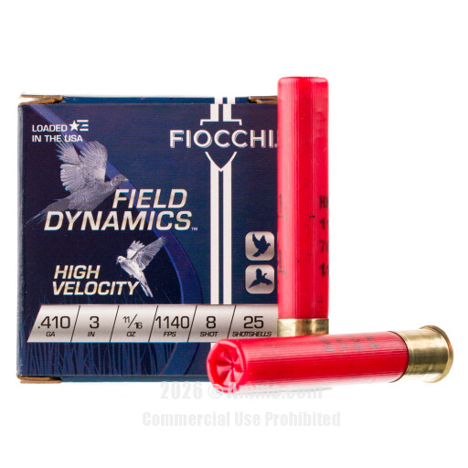 Fiocchi 410 Bore Ammo - 250 Rounds of 11/16 oz. #8 Shot Ammunition
