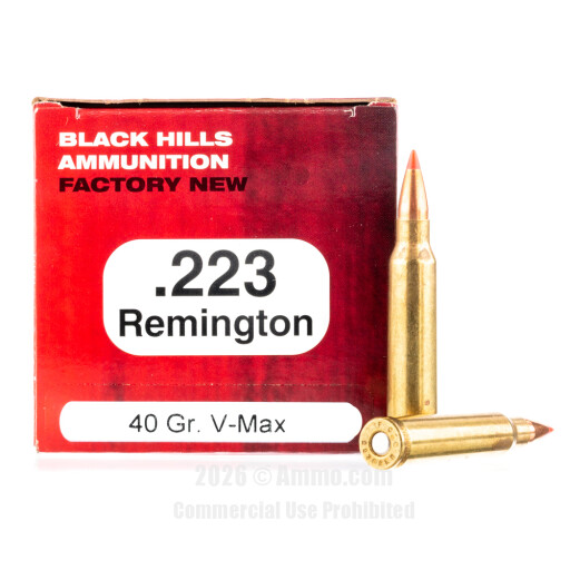 Black Hills Ammunition 223 Ammo - 50 Rounds of 40 Grain V-MAX...