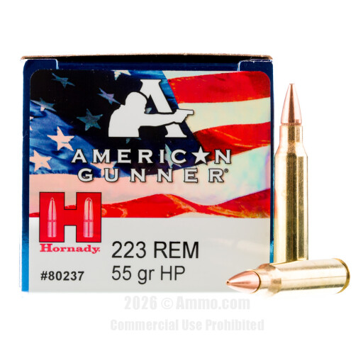 Hornady American Gunner 223 Ammo - 500 Rounds of 55 Grain HP...