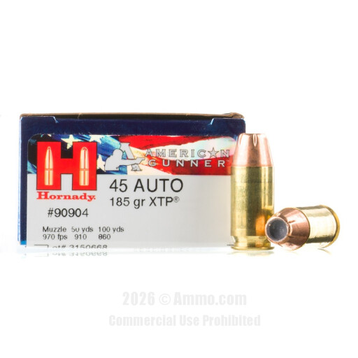 Hornady American Gunner 45 ACP Ammo - 200 Rounds of 185 Grain XTP...